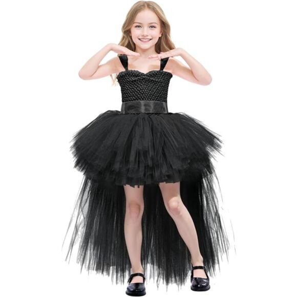 Black Tutu Dress for Girls Tulle‎ Dresses Halloween Fairy Dress for Kids Toddler - Picture 2 of 6